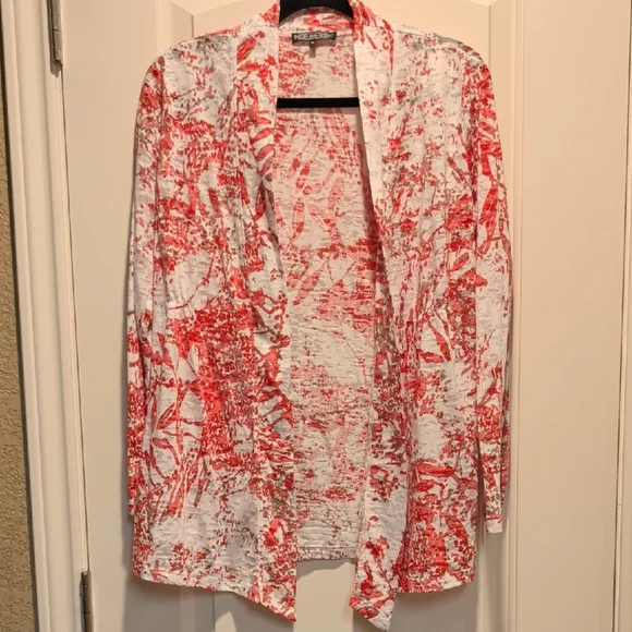 Stylish Red and White Women's Cardigan - Picture 1 of 6